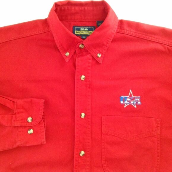 Men's Shirt Medium Preamble to the Constitution USA Embroidered Red Patriotic - Picture 2 of 5
